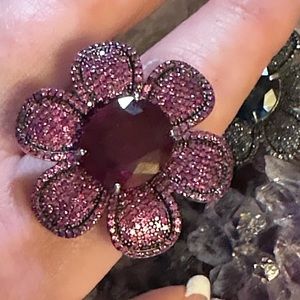 10 ct natural Ruby sterling silver ring